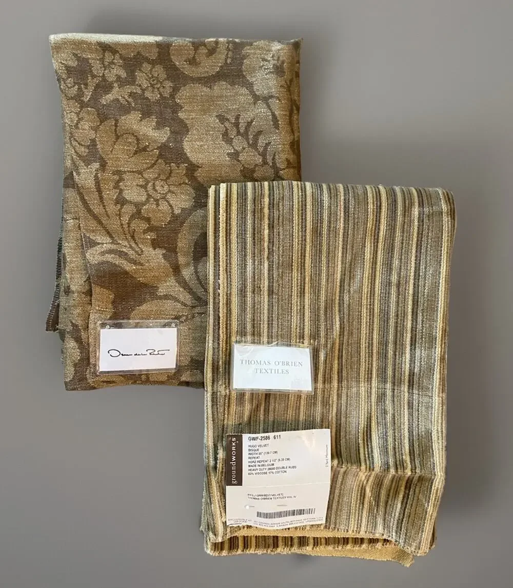 Lee Jofa Oscar de la Renta Jacquard Sample + Thomas O'Brien Velvet Stripe 25x25